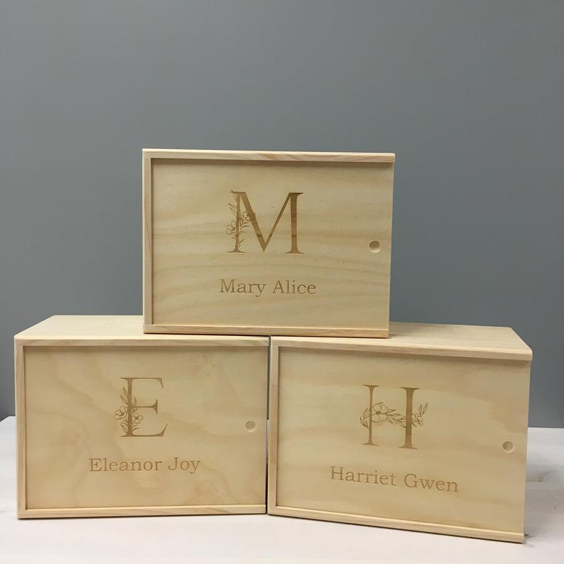 FLORAL LETTER + NAME KEEPSAKE BOX